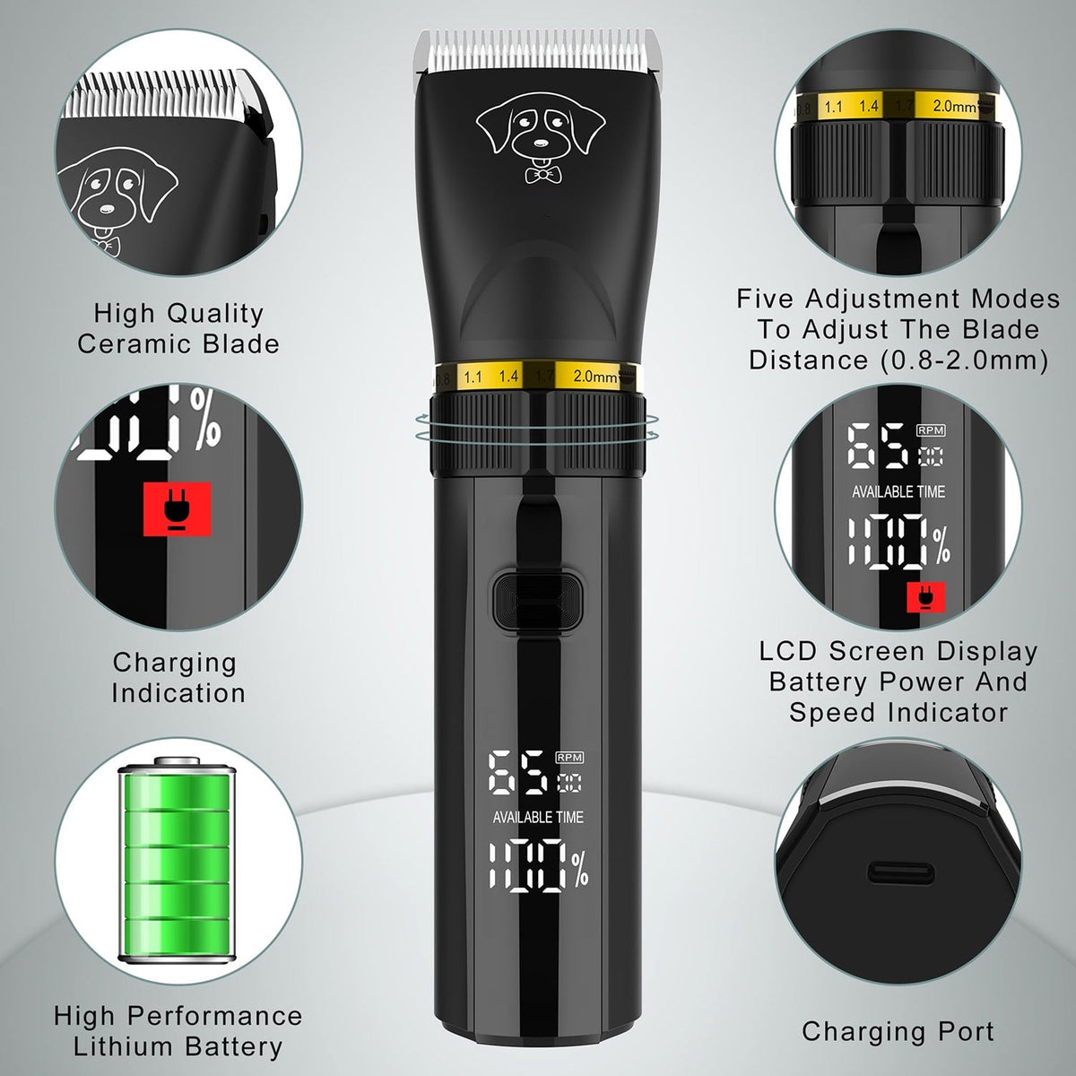 Eanmoda v2 Quiet Cordless Dog Clippers for Home Grooming