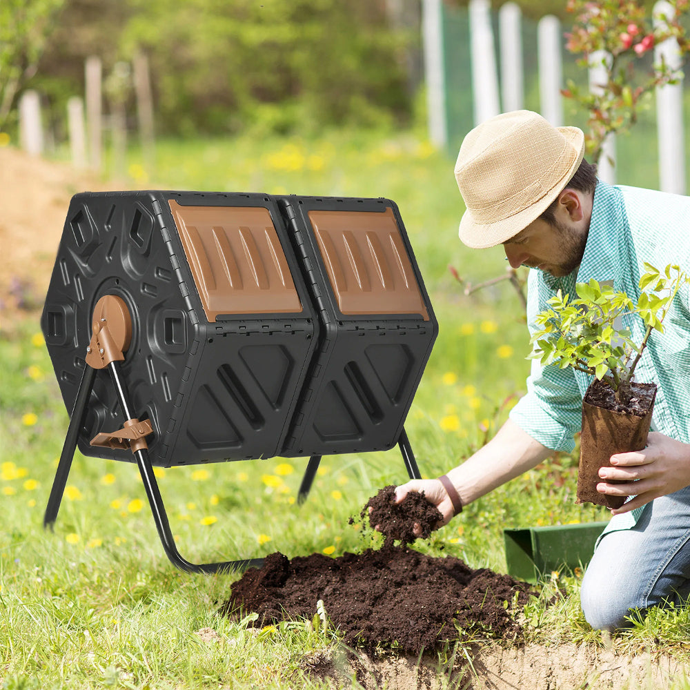 EcoCopox 130L Dual Chamber Garden Compost Tumbler UK