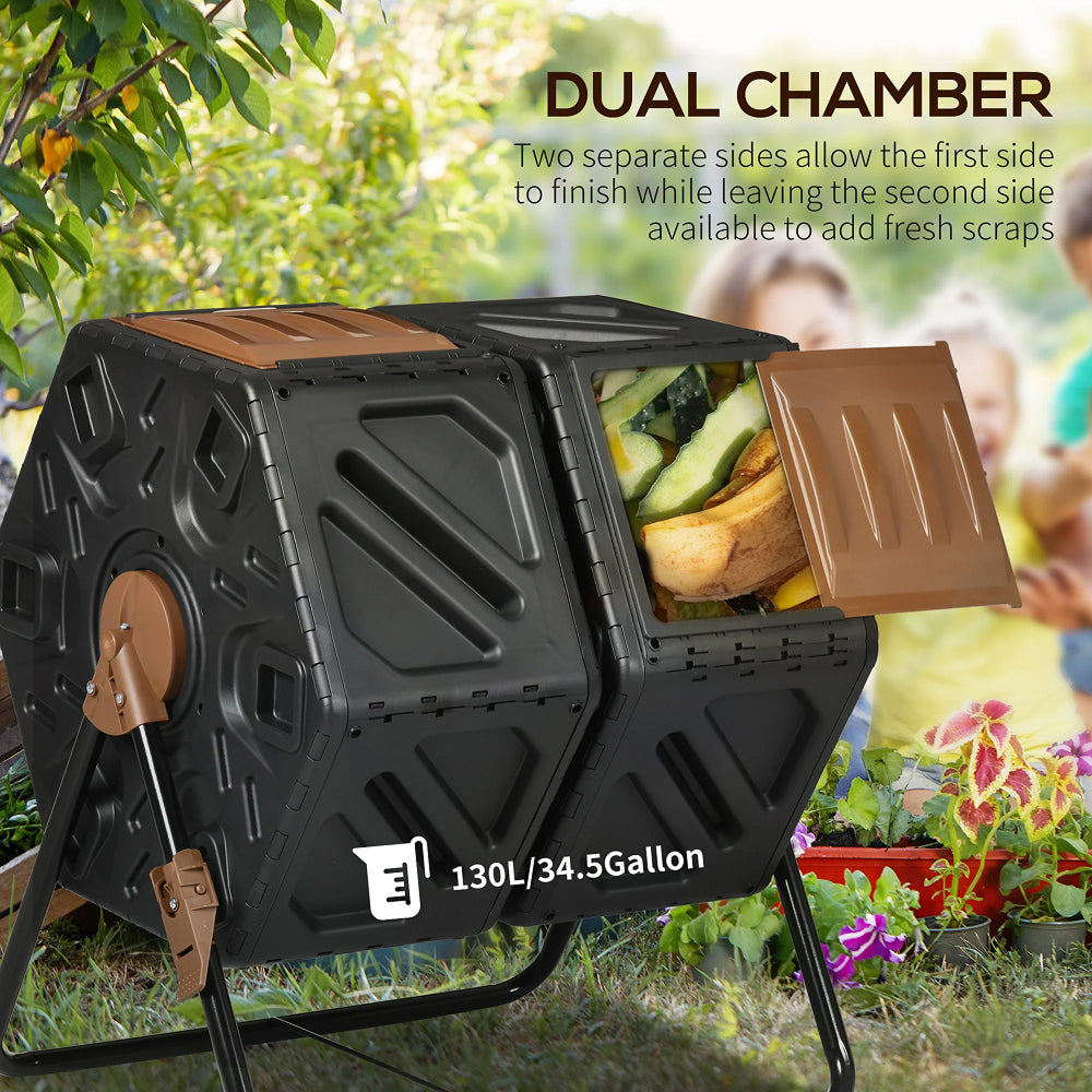 EcoCopox 130L Dual Chamber Garden Compost Tumbler UK