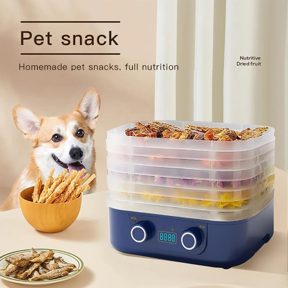 DryoraZes 5-Tray Food Dehydrator with 360° Airflow & Timer