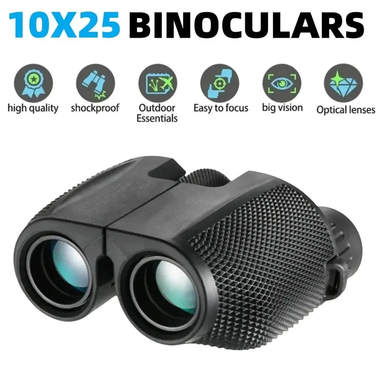 OptiVistiq 10x25 Compact Binoculars for Bird Watching and Travel