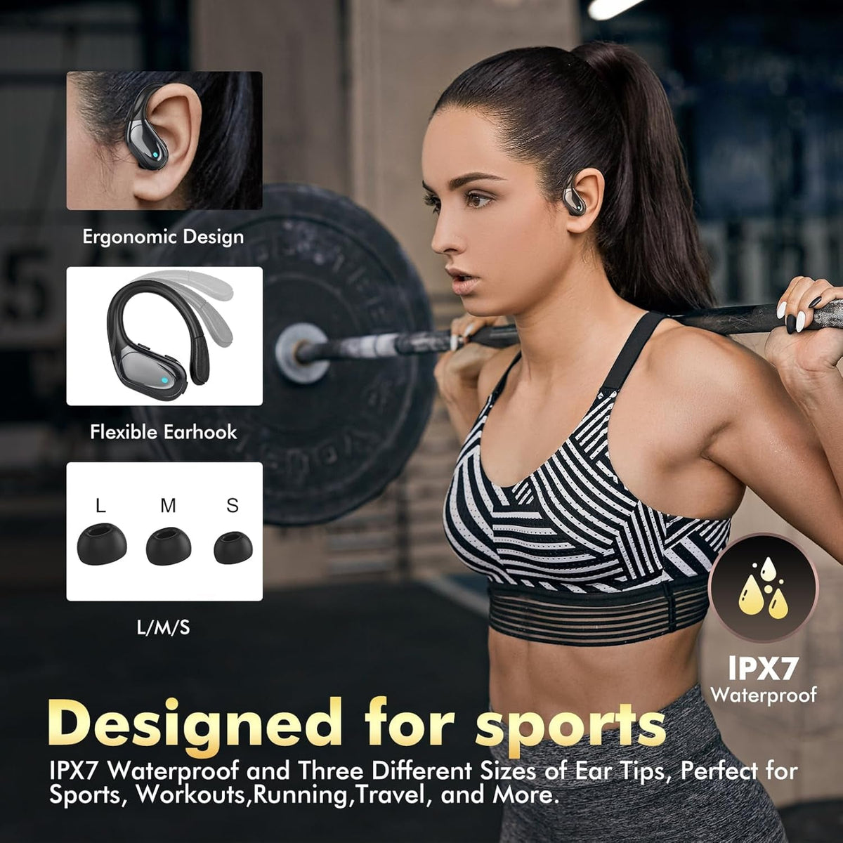 FitSyncbud Professional Wireless Sports Earbuds for Gym and Running