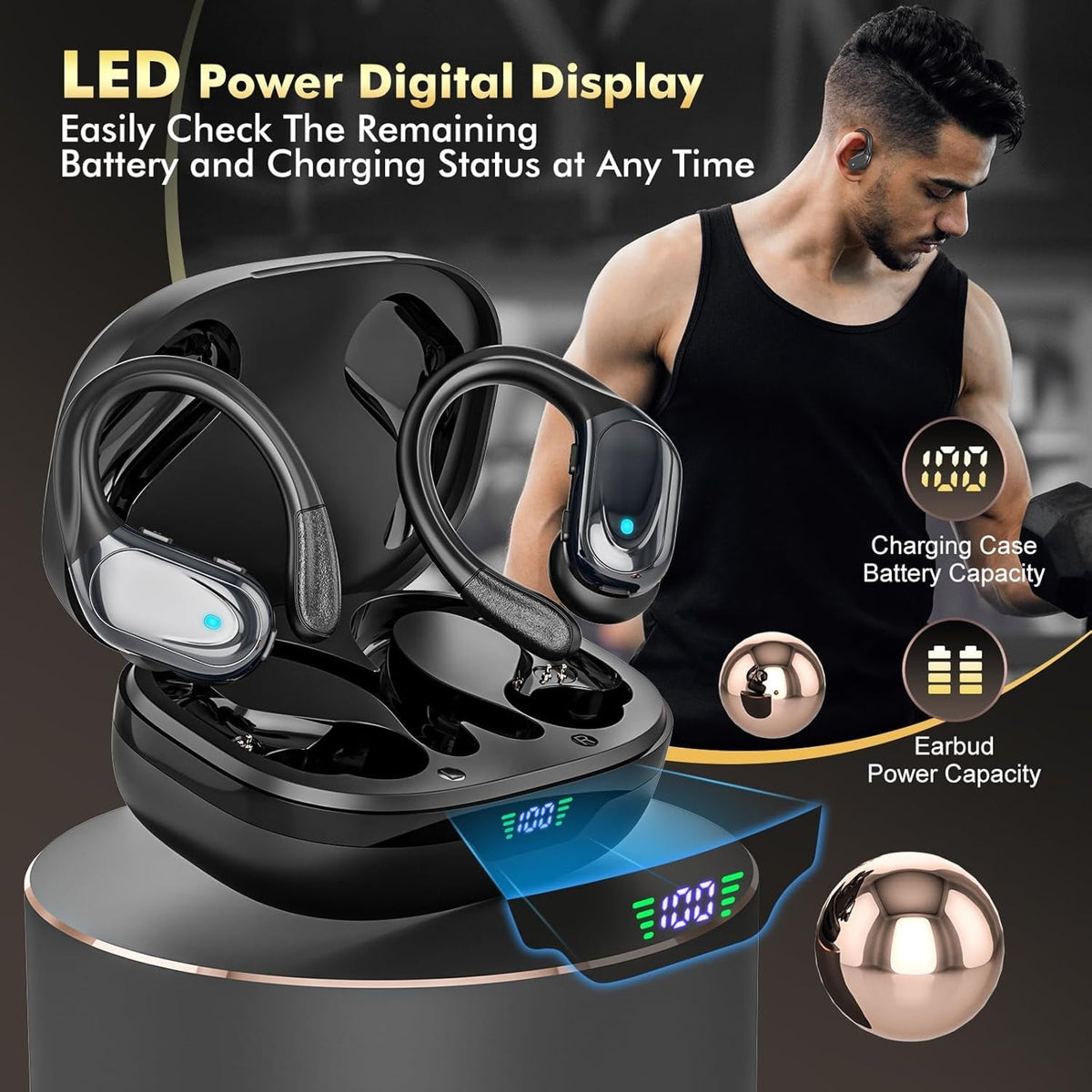 FitSyncbud Professional Wireless Sports Earbuds for Gym and Running