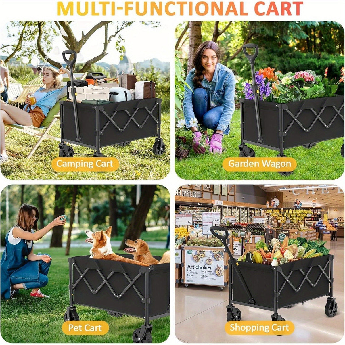 Fotticart All-Terrain Folding Utility Wagon for Camping and Beach