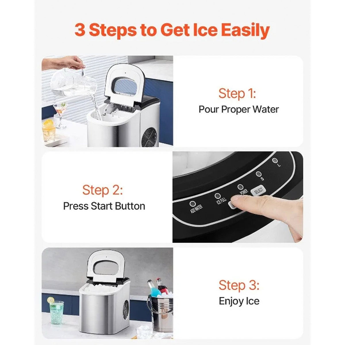 FrostalVy Portable Ice Maker Machine - 9 Cubes in 6 Mins