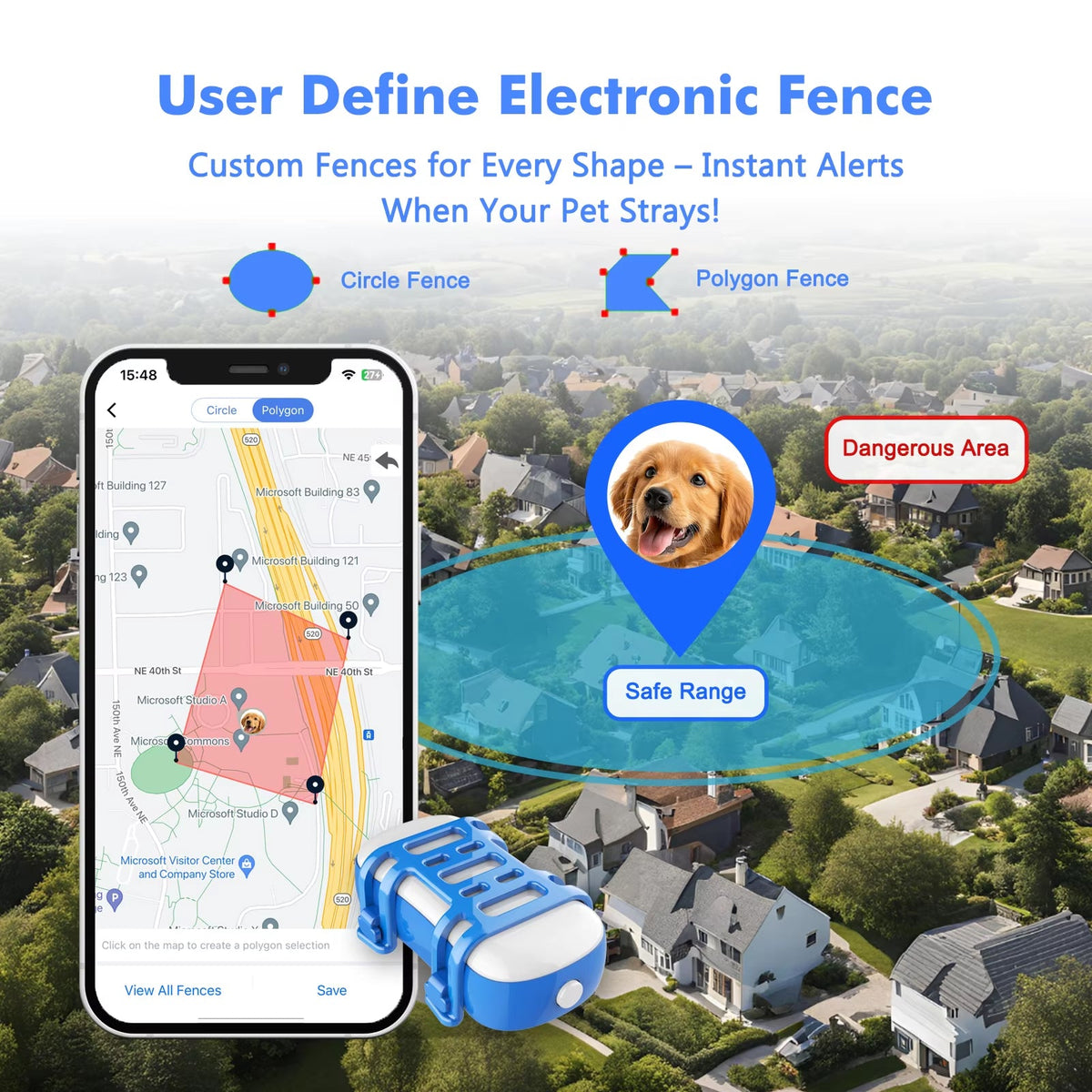 PupPinpoint 2.0 GPS Dog Tracker with Live Real-Time Updates