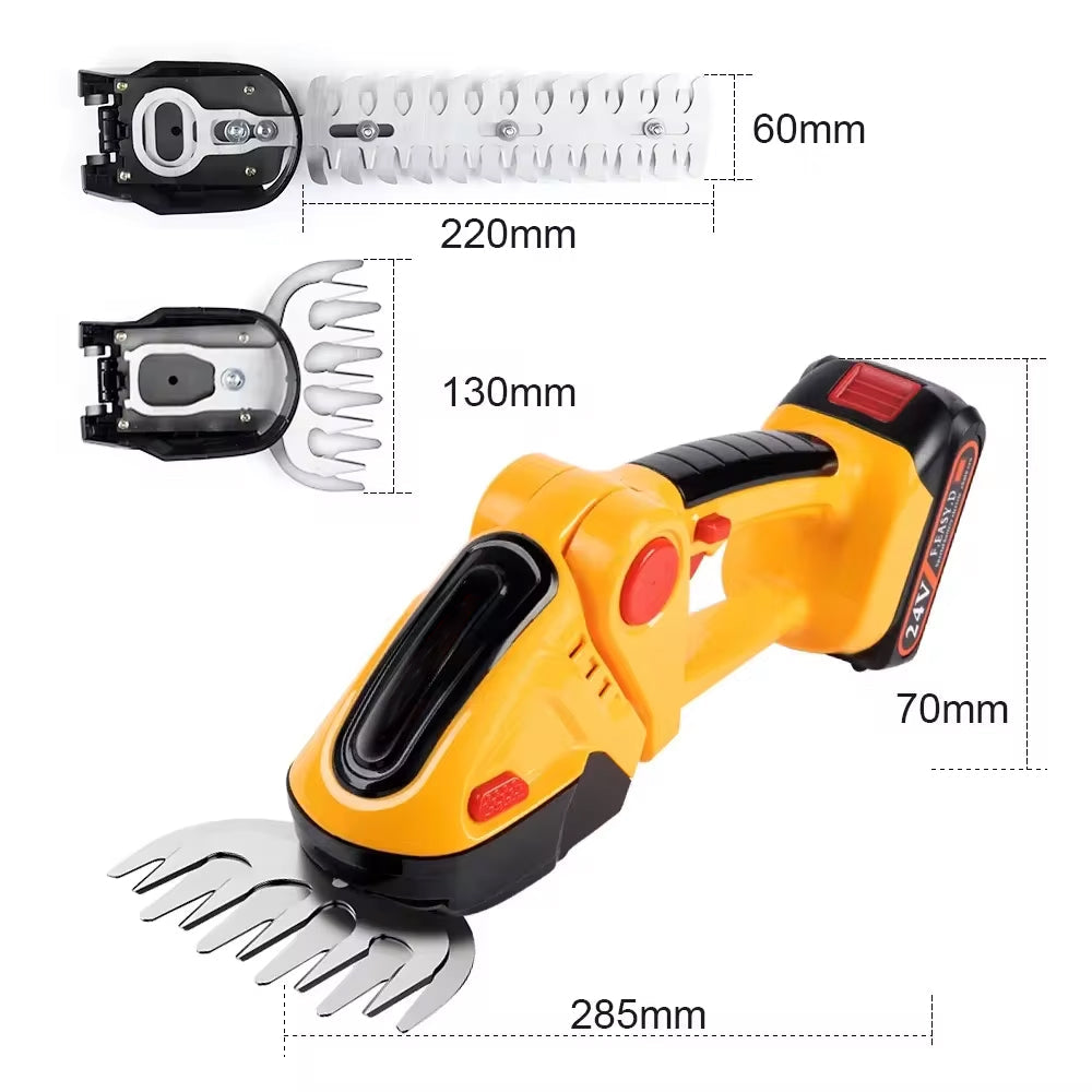 GrinWatt Cordless Electric Hedge Trimmer with 90° Adjustable Head
