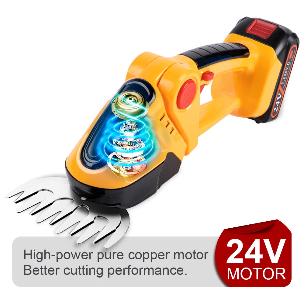 GrinWatt Cordless Electric Hedge Trimmer with 90° Adjustable Head