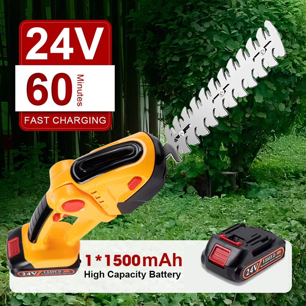 GrinWatt Cordless Electric Hedge Trimmer with 90° Adjustable Head