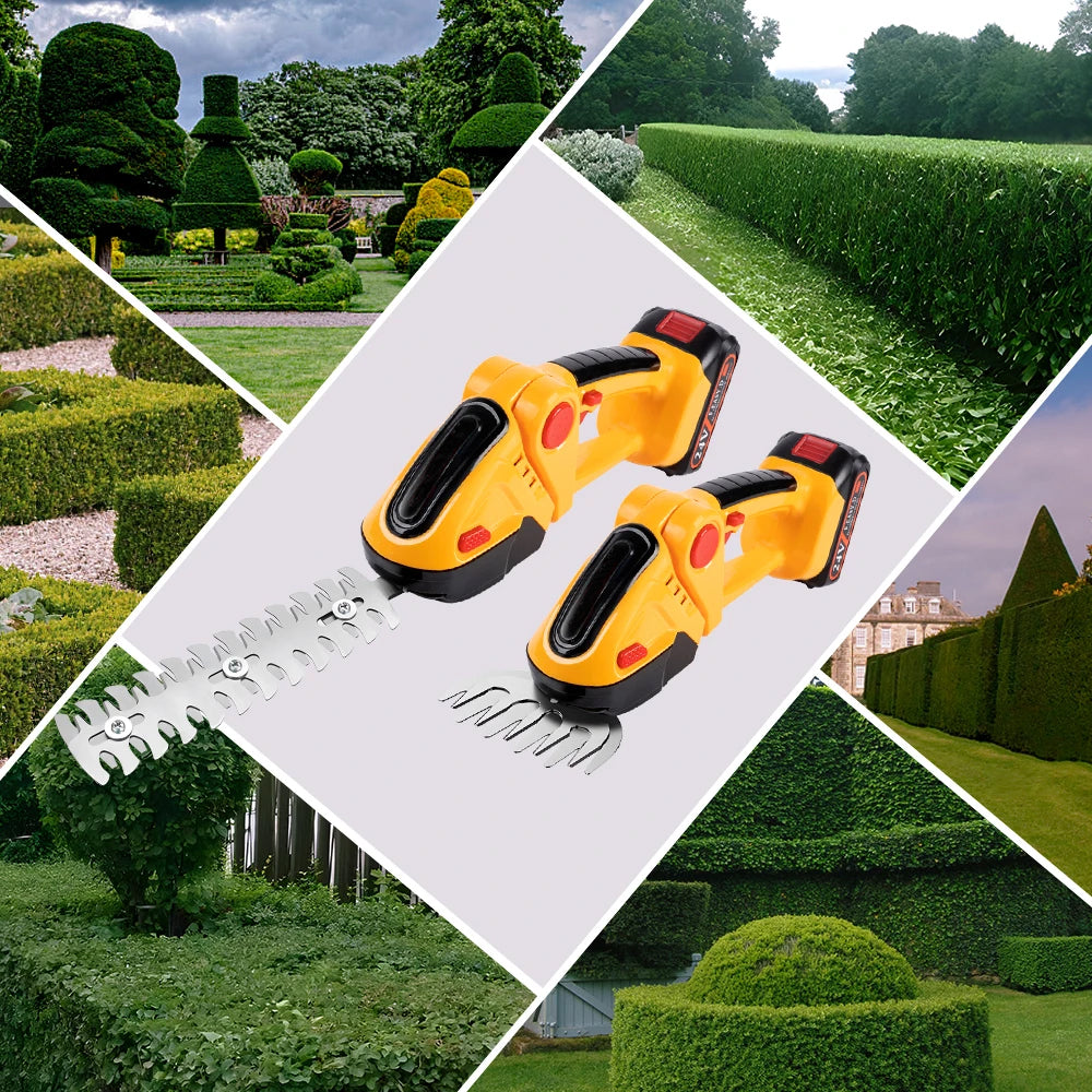 GrinWatt Cordless Electric Hedge Trimmer with 90° Adjustable Head