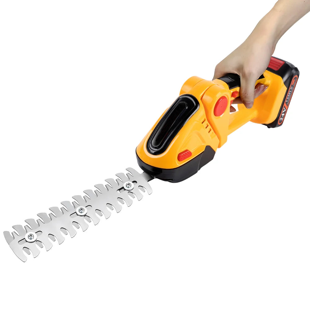GrinWatt Cordless Electric Hedge Trimmer with 90° Adjustable Head