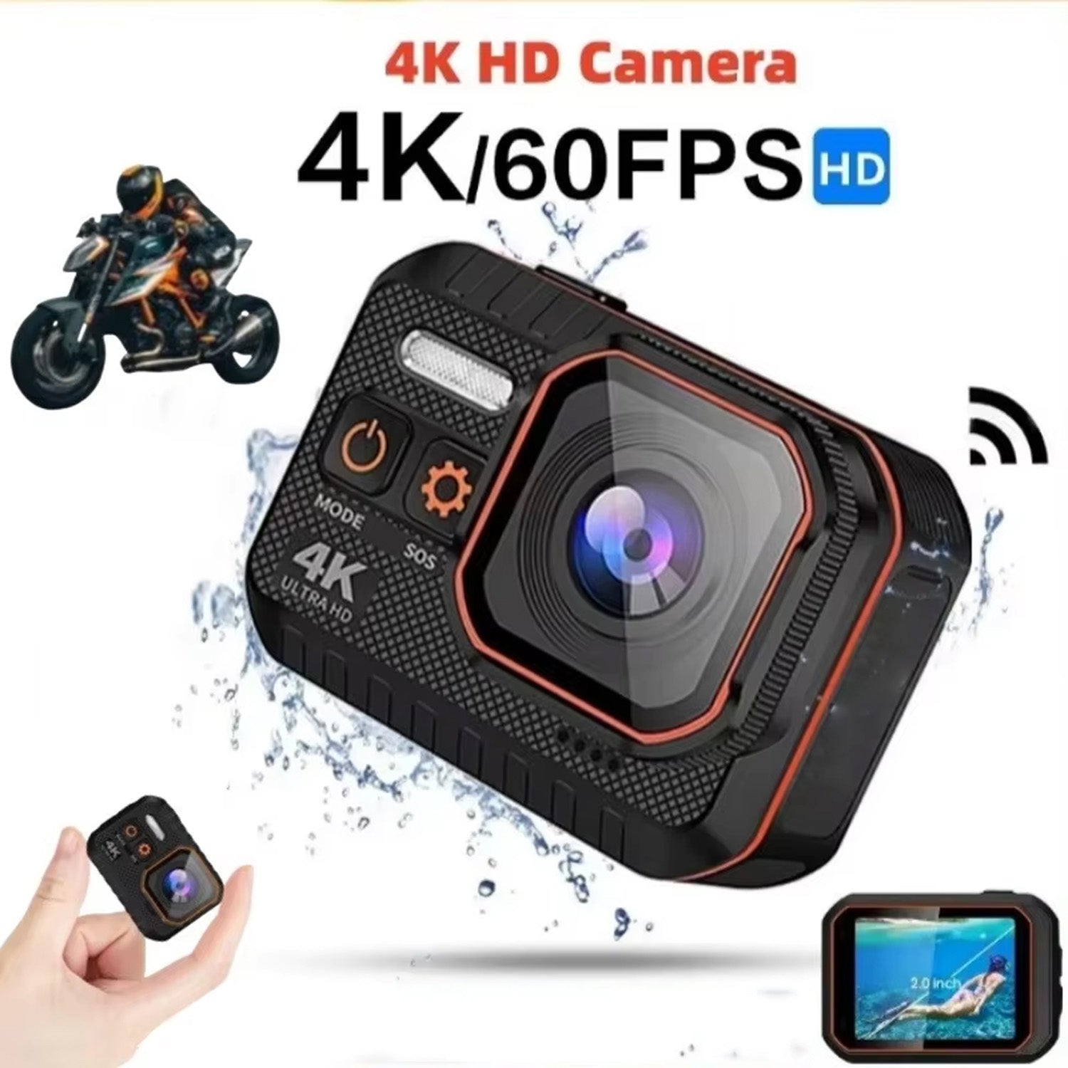 GripCylot 4K HD 60FPS Motorcycle Action Camera