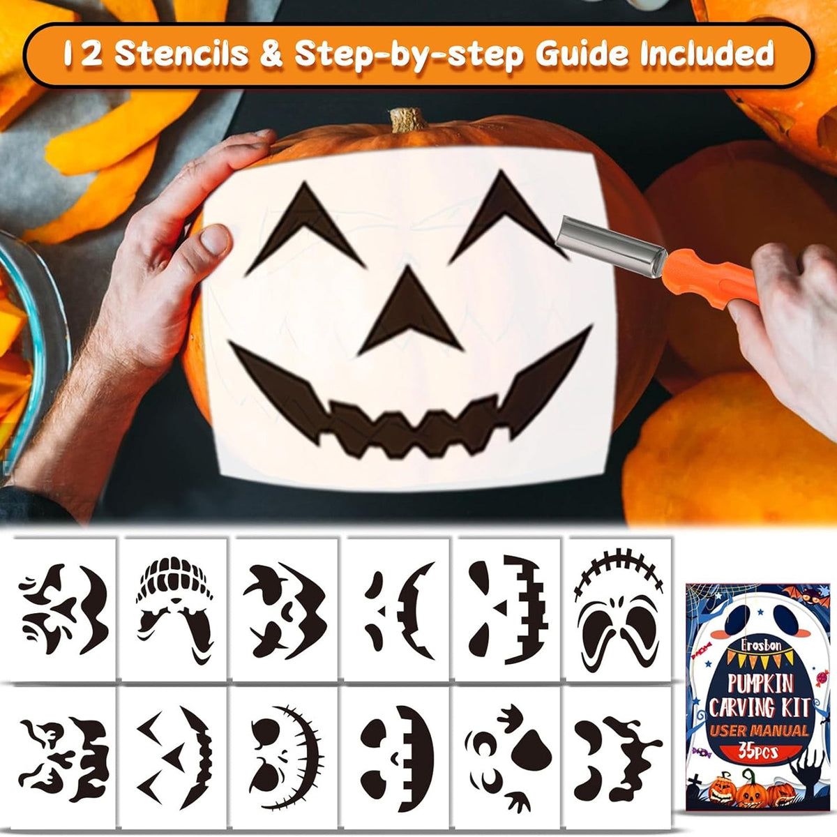 HaloCarve 37-Piece Deluxe Pumpkin Carving Kit UK
