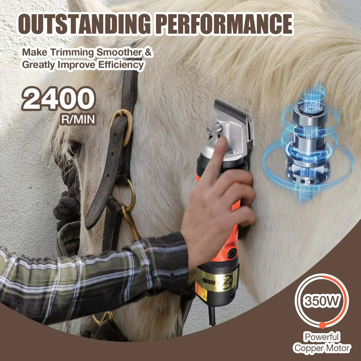 HorsyTrim Professional 350W Horse Clippers for Thick Coats