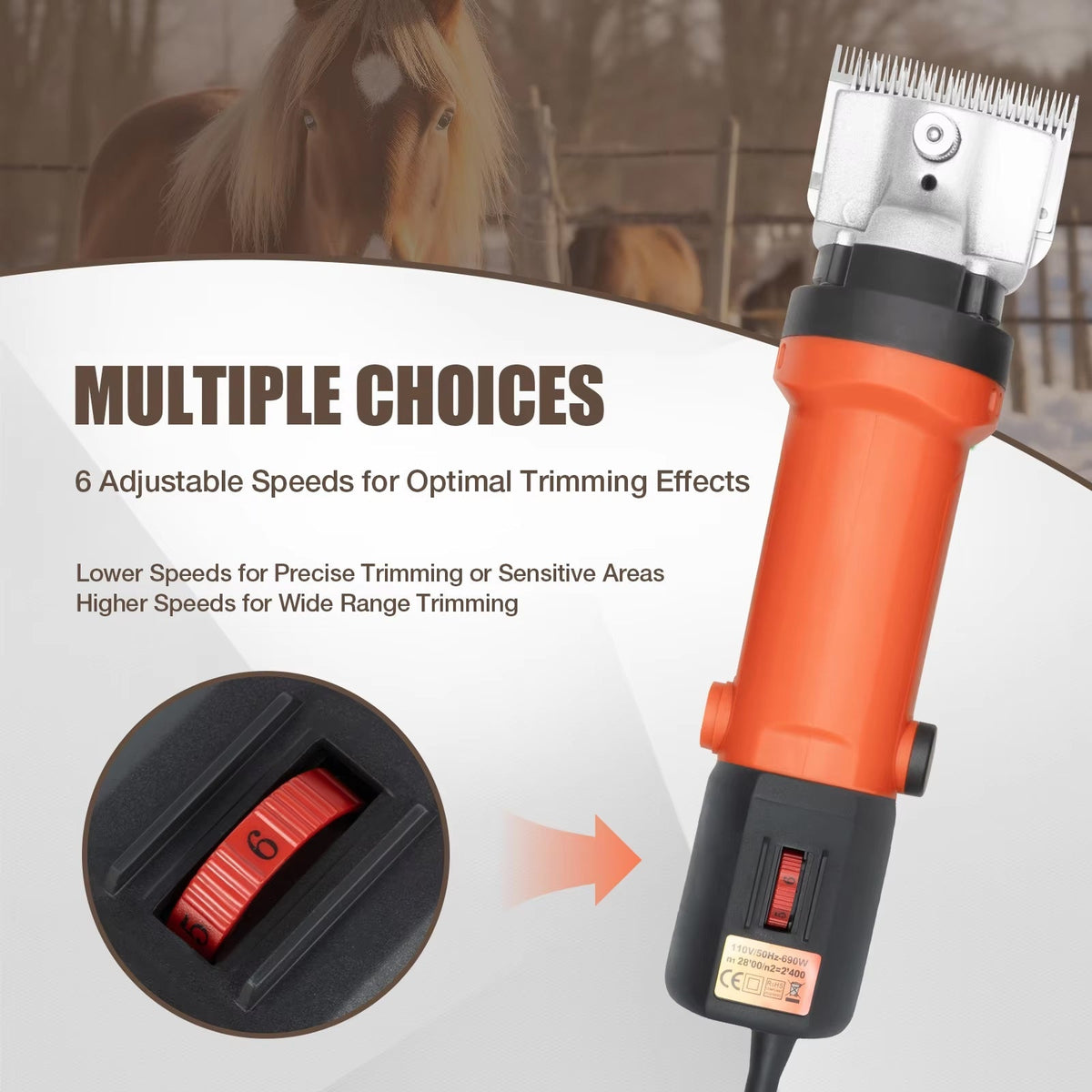HorsyTrim Professional 350W Horse Clippers for Thick Coats