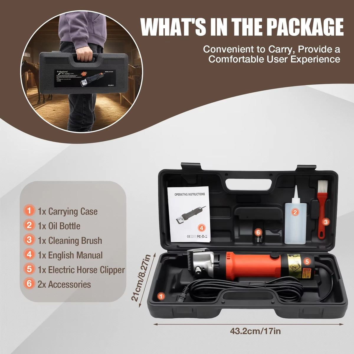 HorsyTrim Professional 350W Horse Clippers for Thick Coats