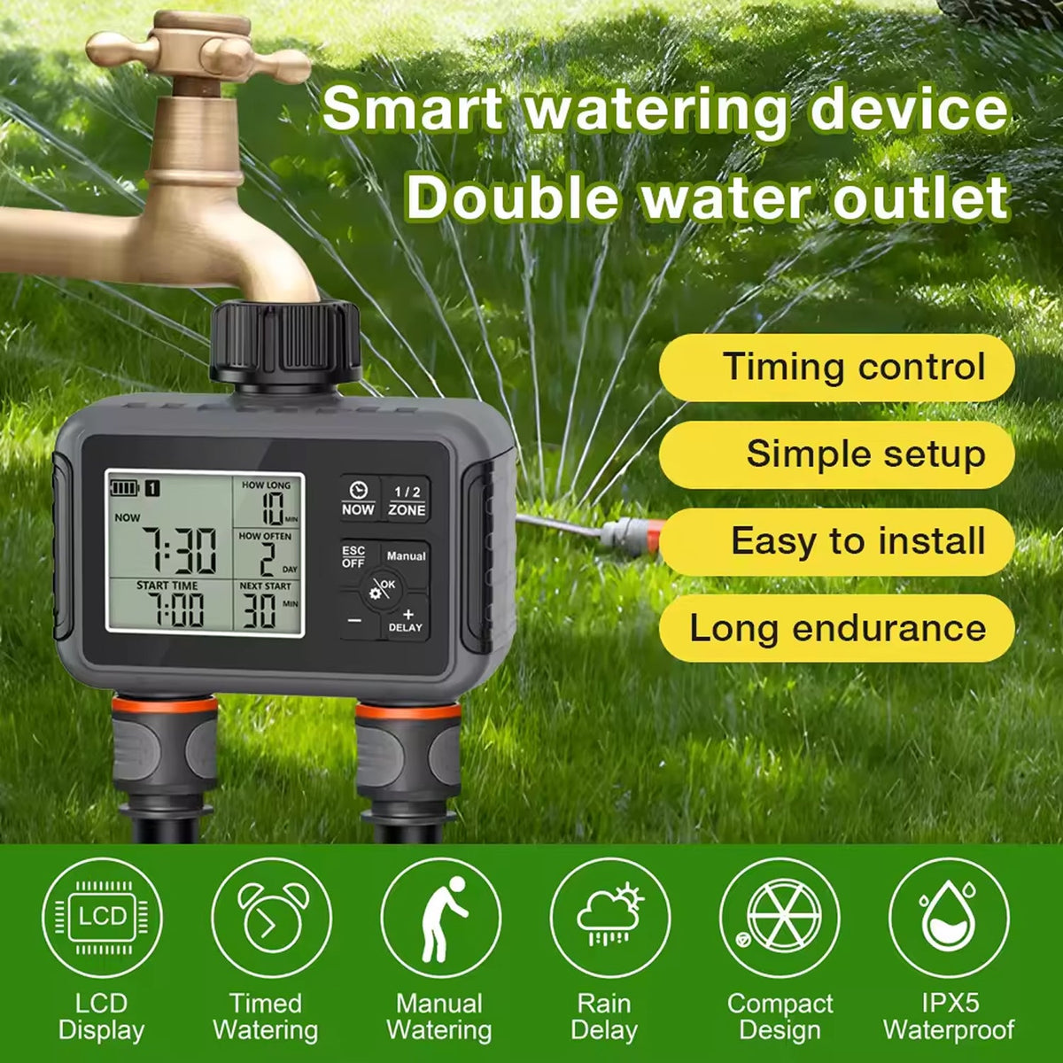 HortiSprit Dual-Zone Smart Water Timer for UK Gardens