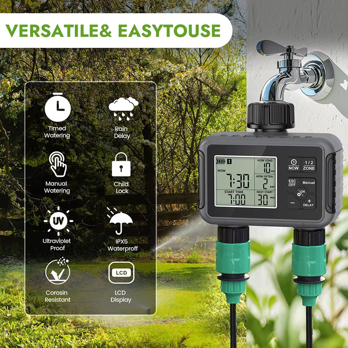 HortiSprit Dual-Zone Smart Water Timer for UK Gardens