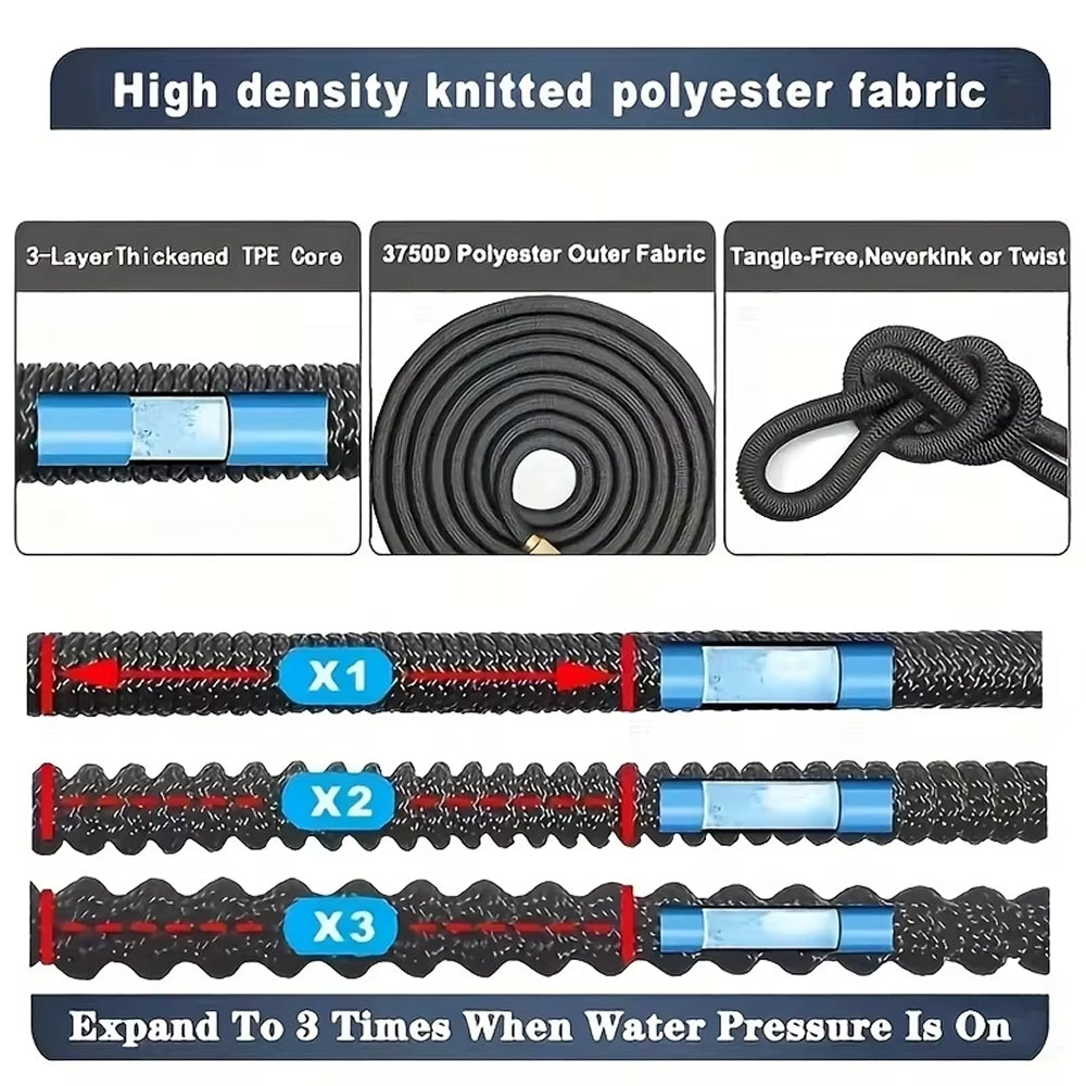 Hoxerilly Expandable Garden Hose with 8-Pattern Spray Nozzle