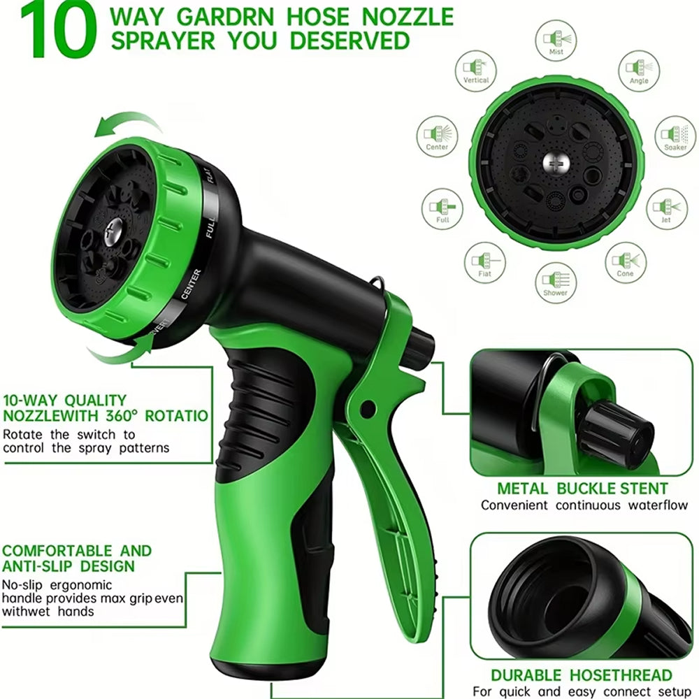 Hoxerilly Expandable Garden Hose with 8-Pattern Spray Nozzle