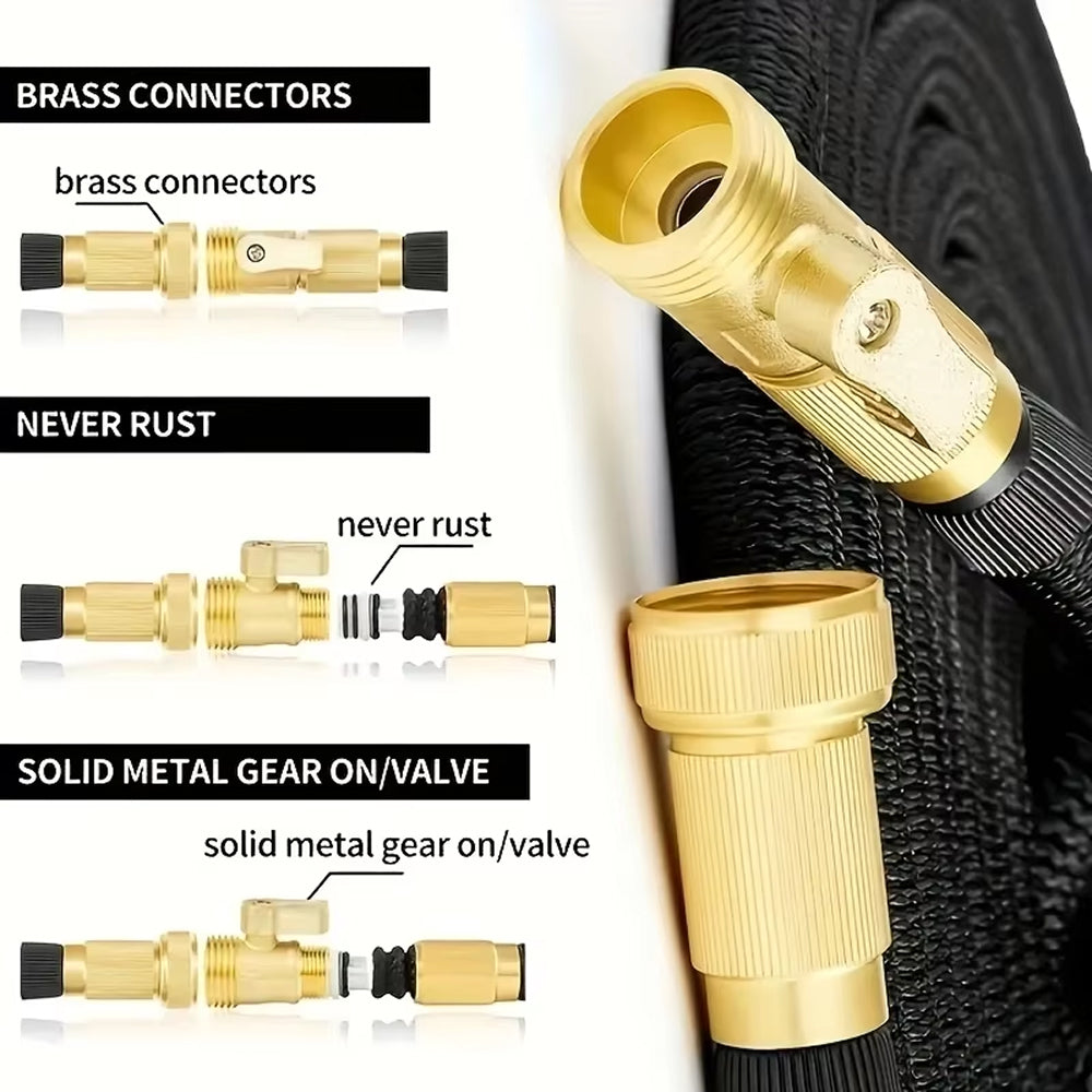Hoxerilly Expandable Garden Hose with 8-Pattern Spray Nozzle