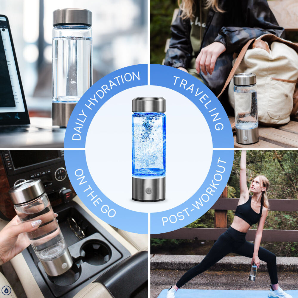Hydrovia Hydrogen Water Bottle | Portable USB Rechargeable Glass Bottle