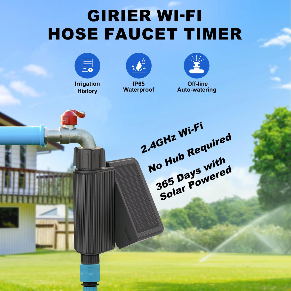 IrigaSprit Smart Sprinkler Controller | Solar WiFi Garden Tap Timer