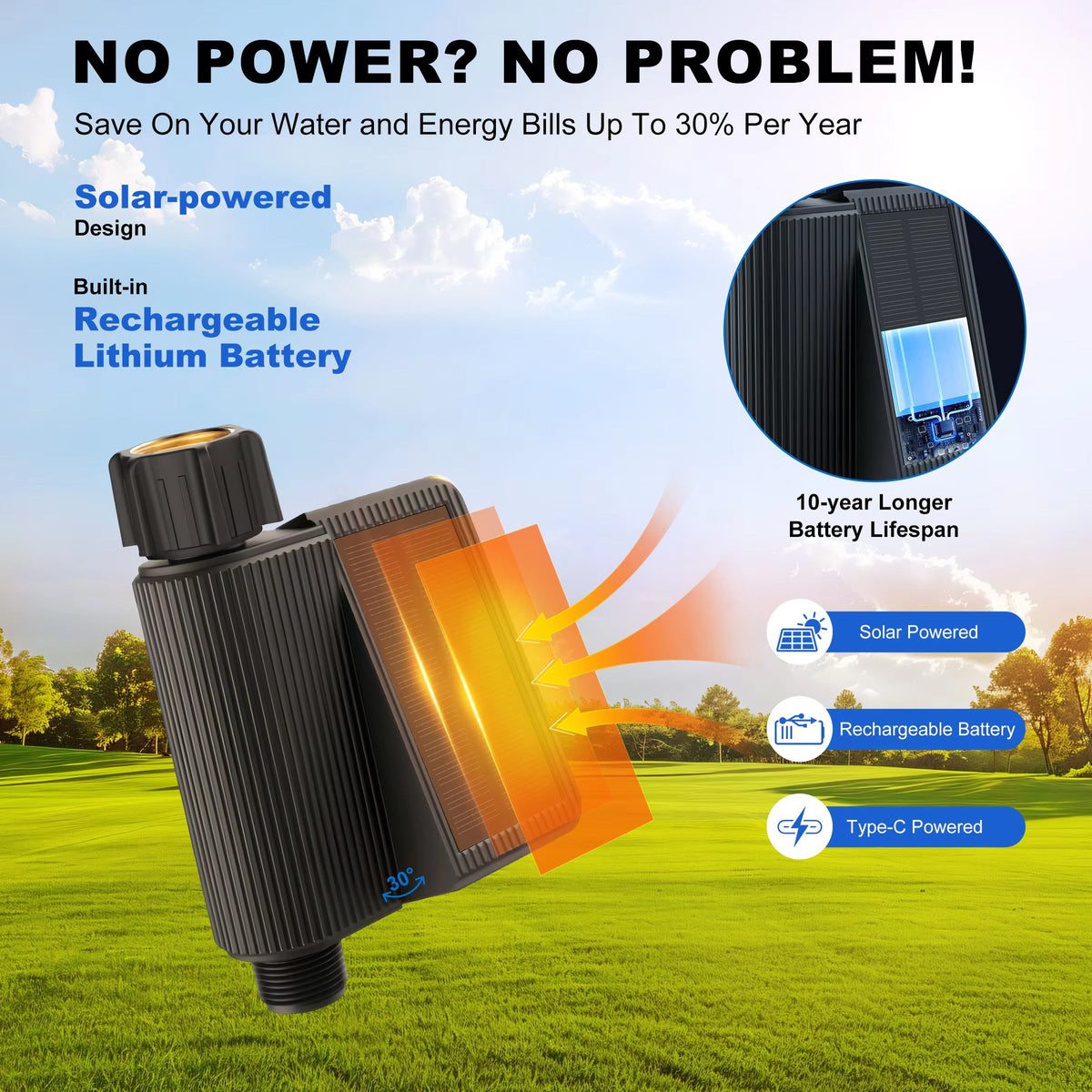 IrigaSprit Smart Sprinkler Controller | Solar WiFi Garden Tap Timer