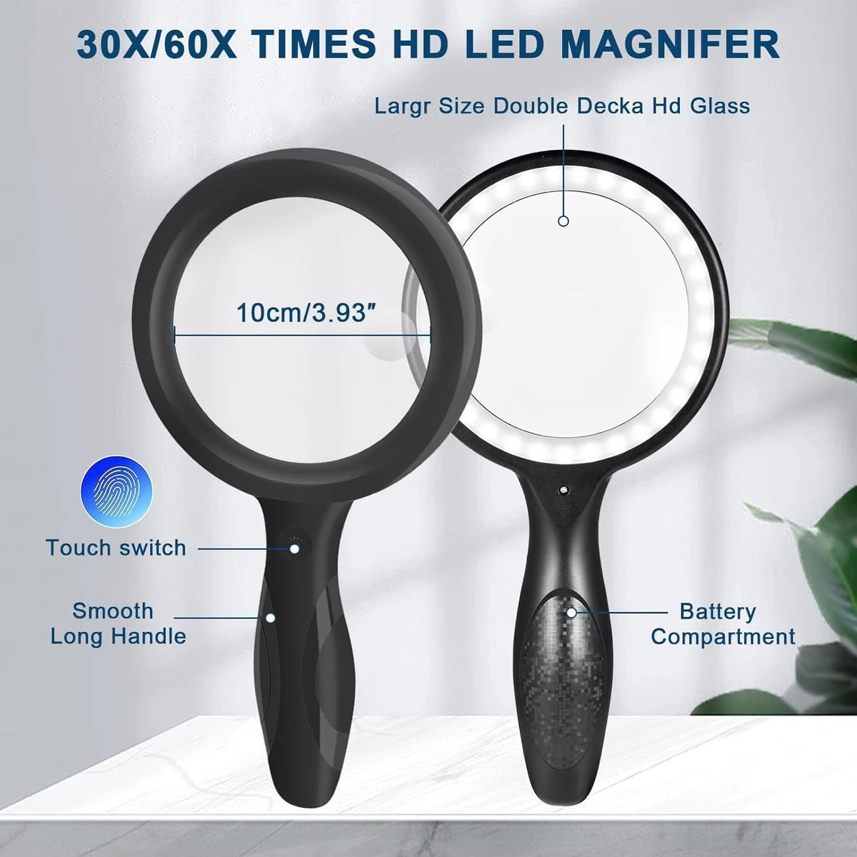 IrisGlasi 30X-60X LED Magnifying Glass for Reading UK