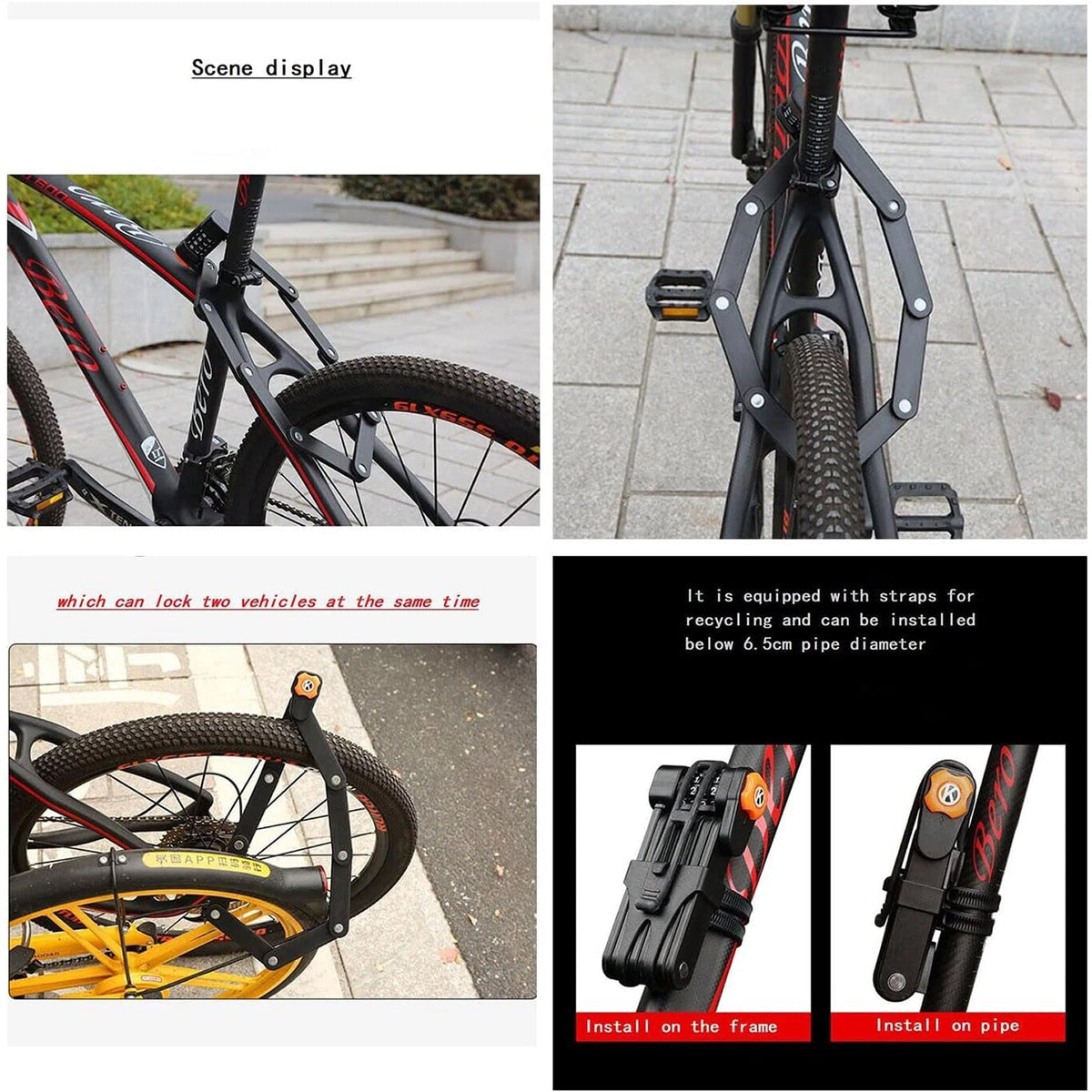 KeepyRide Alloy Steel Folding Bike Lock with 4-Digit Combination