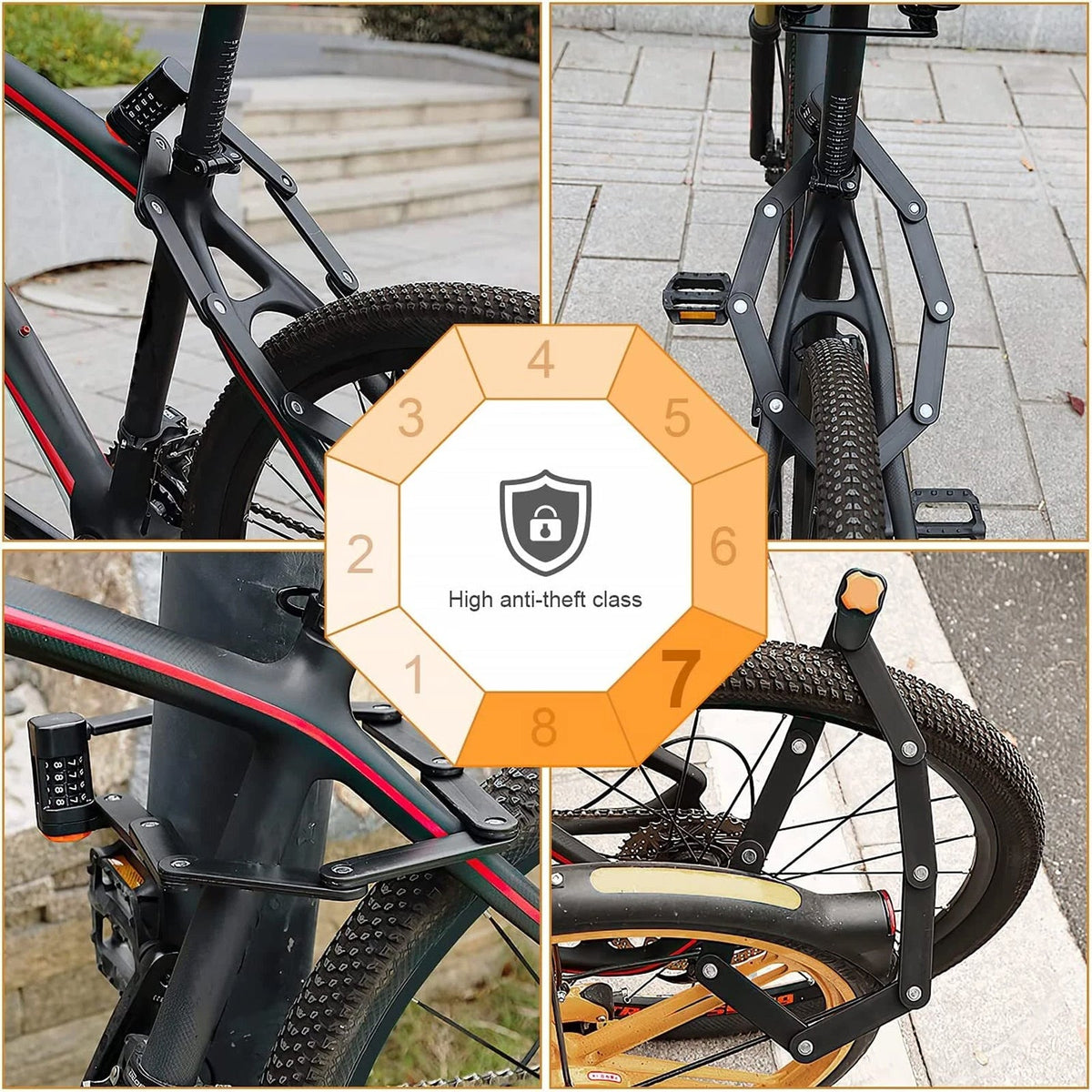 KeepyRide Alloy Steel Folding Bike Lock with 4-Digit Combination