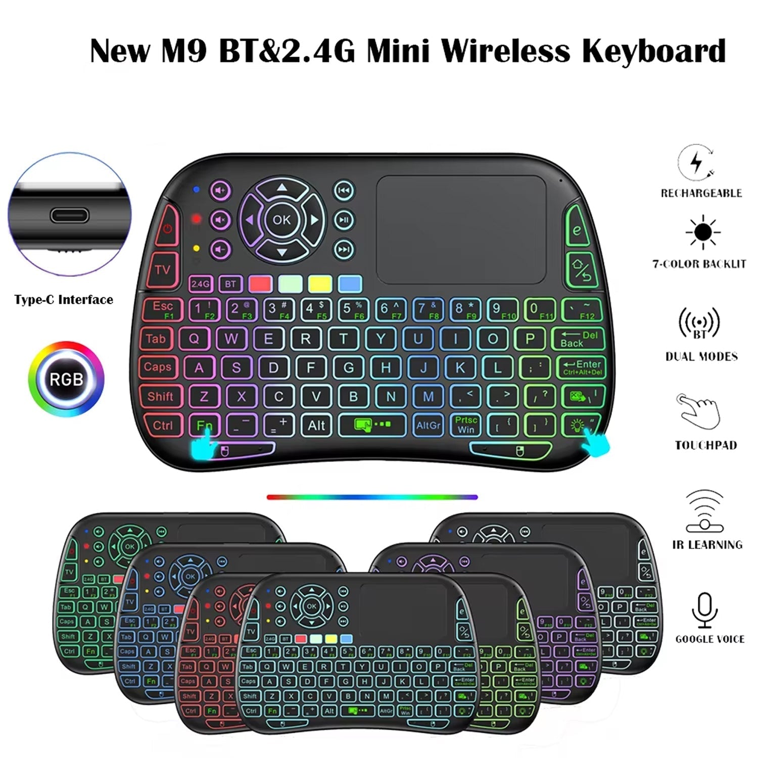 KeyFlexy Mini Wireless Keyboard with Air Mouse & Voice Search