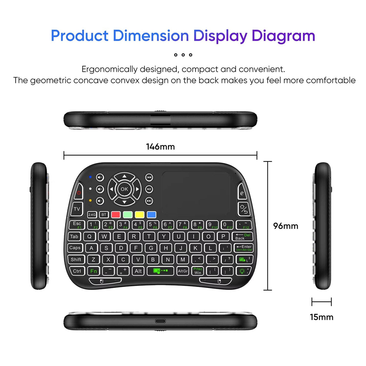 KeyFlexy Mini Wireless Keyboard with Air Mouse & Voice Search