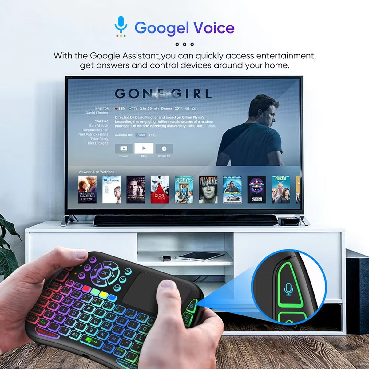 KeyFlexy Mini Wireless Keyboard with Air Mouse & Voice Search
