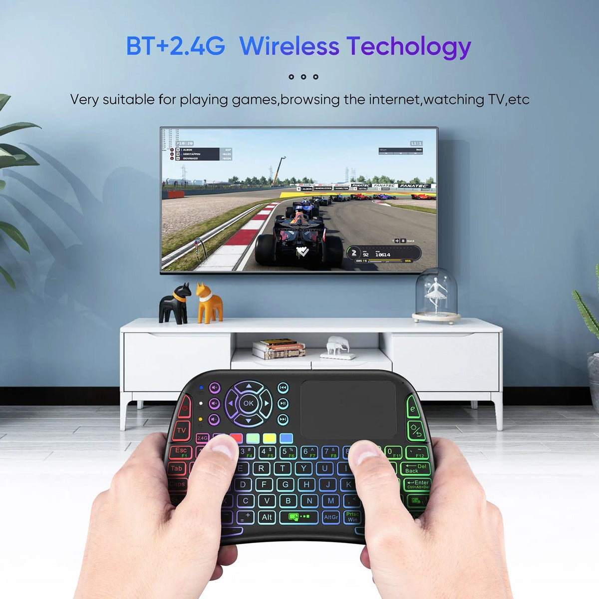 KeyFlexy Mini Wireless Keyboard with Air Mouse & Voice Search