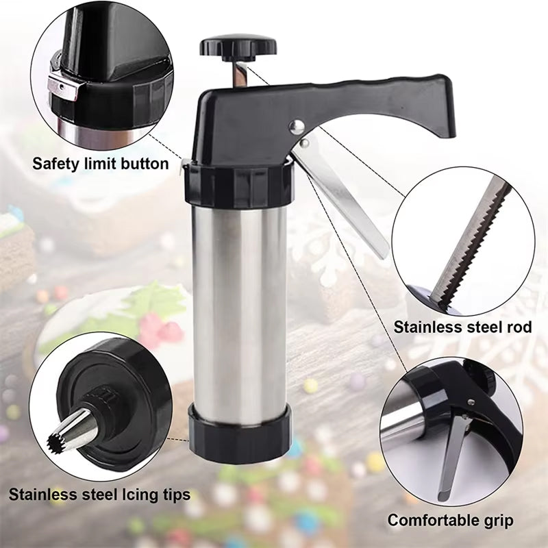 KiKyPress 22-Piece Stainless Steel Cookie Press & Decorating Kit