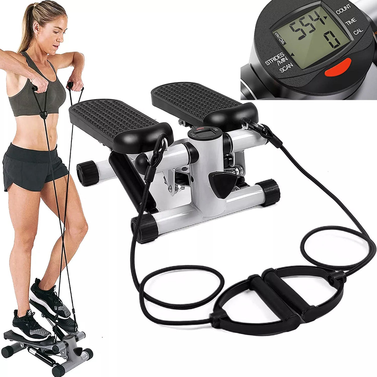 Leggumda Mini Stepper with Resistance Bands - Low-Impact Home Workout