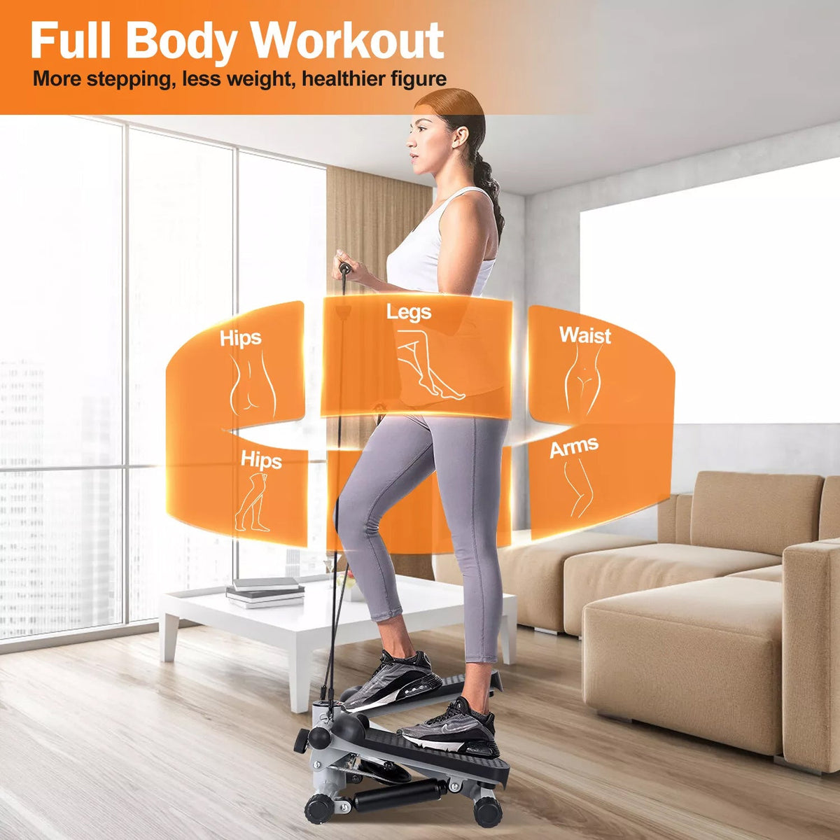 Leggumda Mini Stepper with Resistance Bands - Low-Impact Home Workout