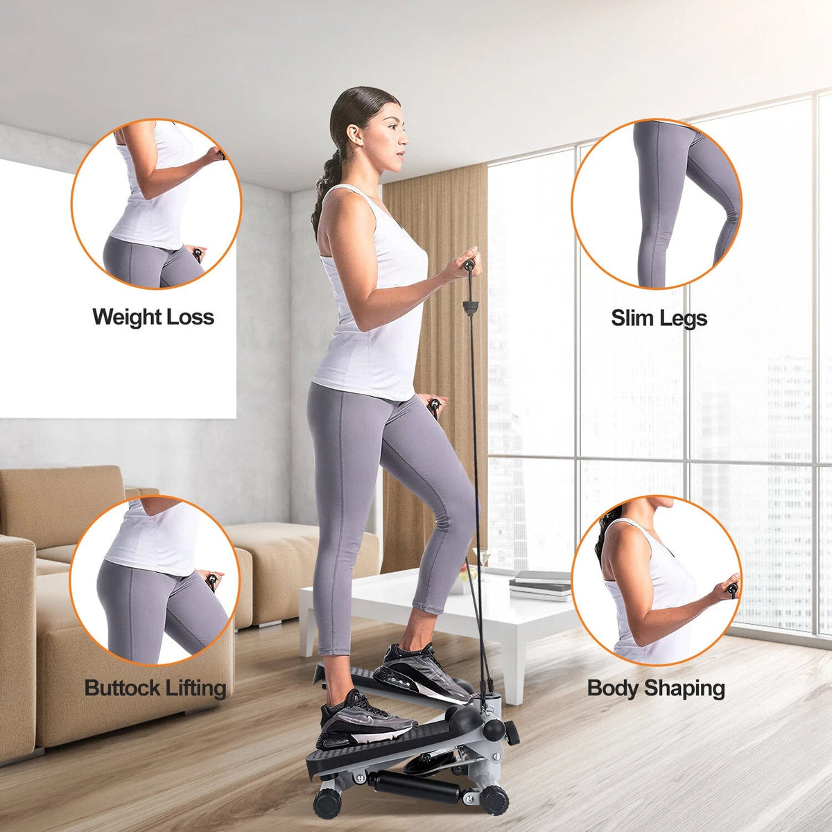 Leggumda Mini Stepper with Resistance Bands - Low-Impact Home Workout