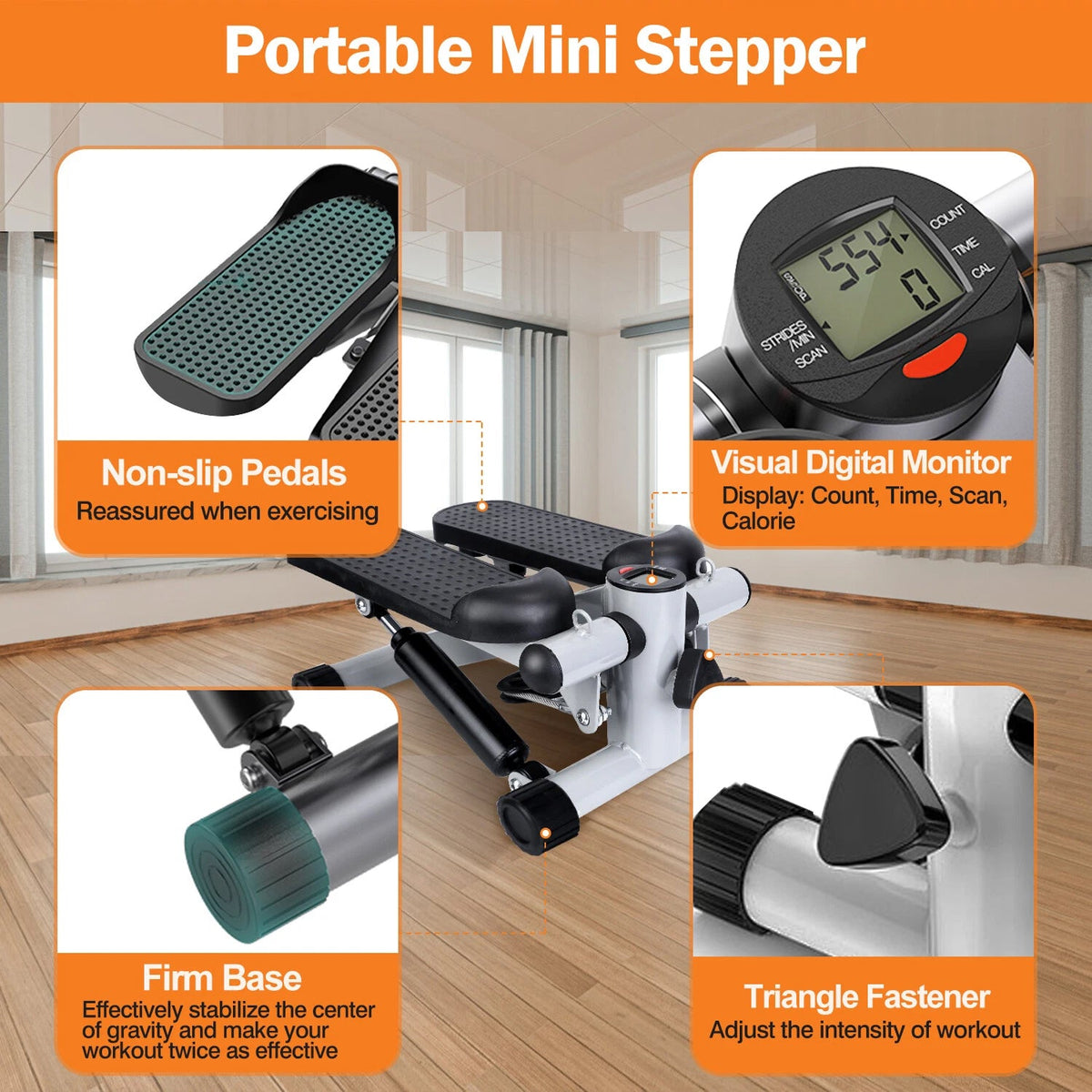 Leggumda Mini Stepper with Resistance Bands - Low-Impact Home Workout