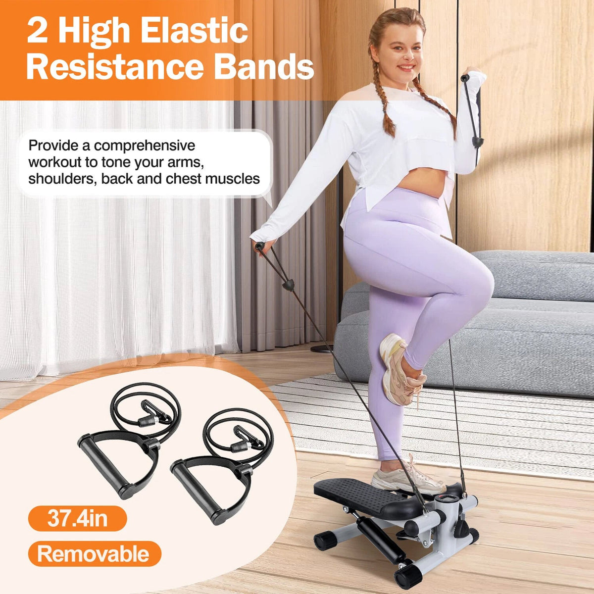 Leggumda Mini Stepper with Resistance Bands - Low-Impact Home Workout