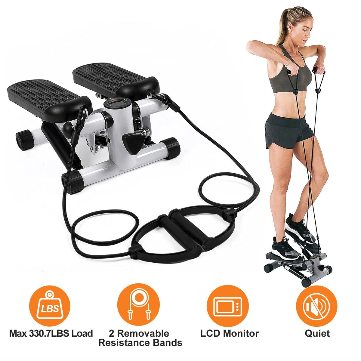 Leggumda Mini Stepper with Resistance Bands - Low-Impact Home Workout