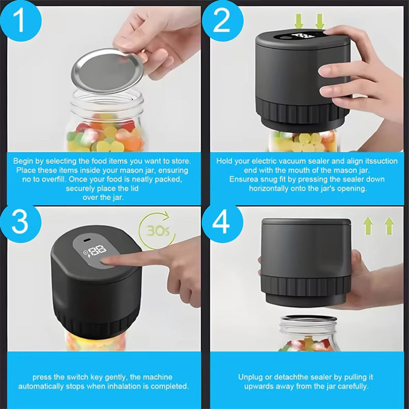 LockNJar Electric Mason Jar Vacuum Sealer for Long-Term Food Freshness