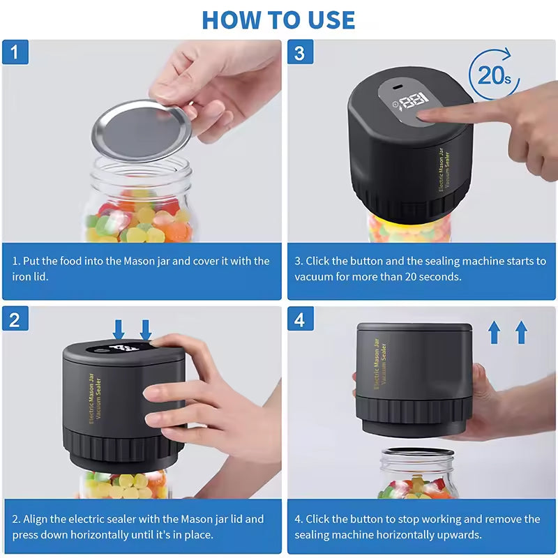 LockNJar Electric Mason Jar Vacuum Sealer for Long-Term Food Freshness