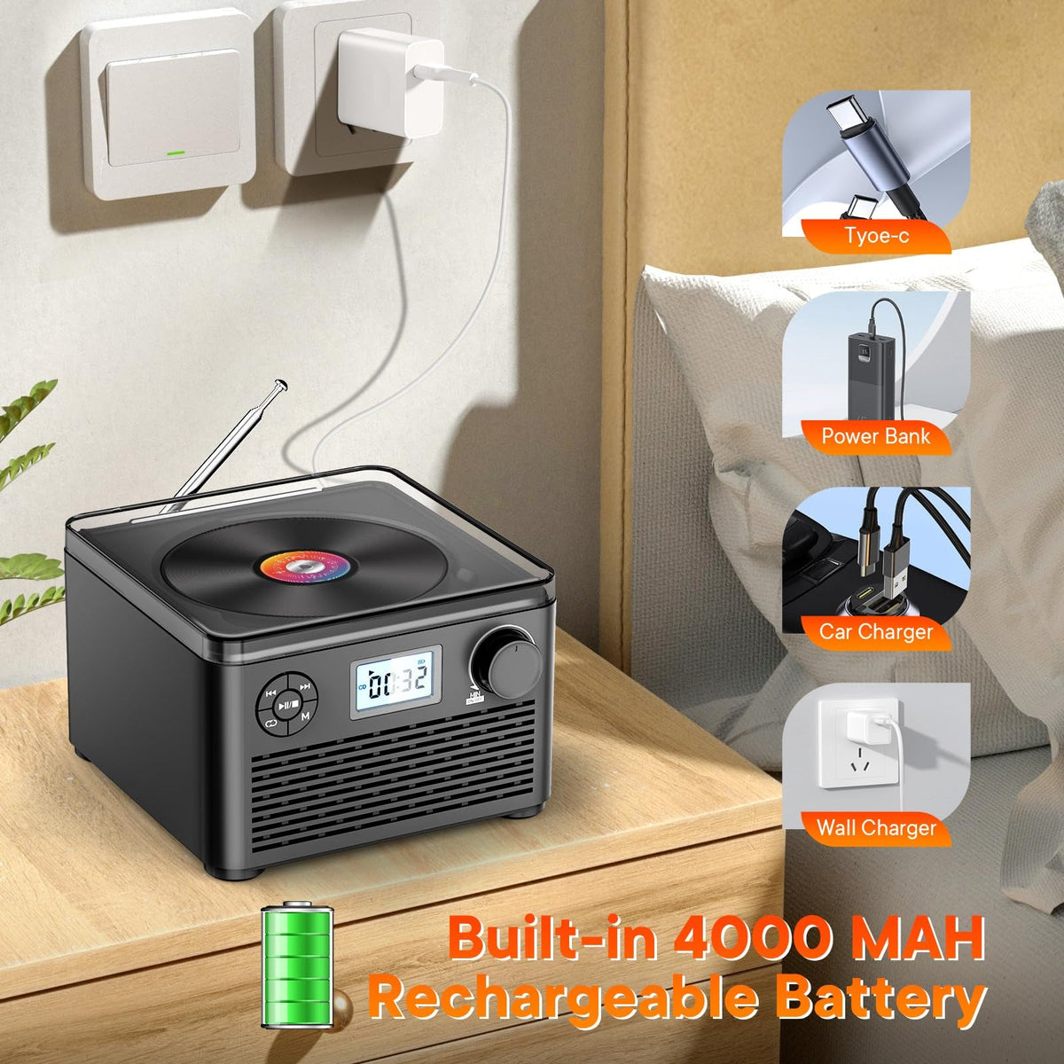 MeloZex Portable CD Player & FM Radio with Bluetooth