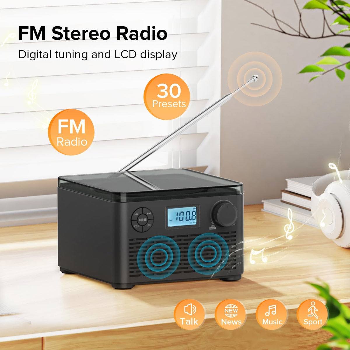 MeloZex Portable CD Player & FM Radio with Bluetooth
