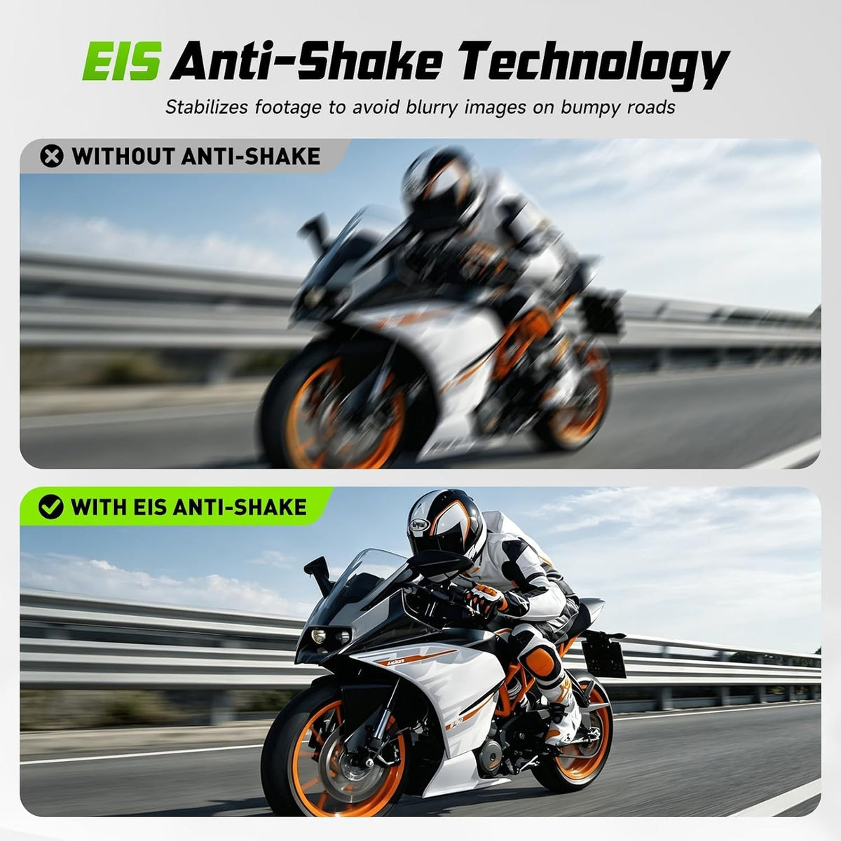 MotoVuexo Dual 2K Motorcycle Dash Cam with EIS & Parking Monitor