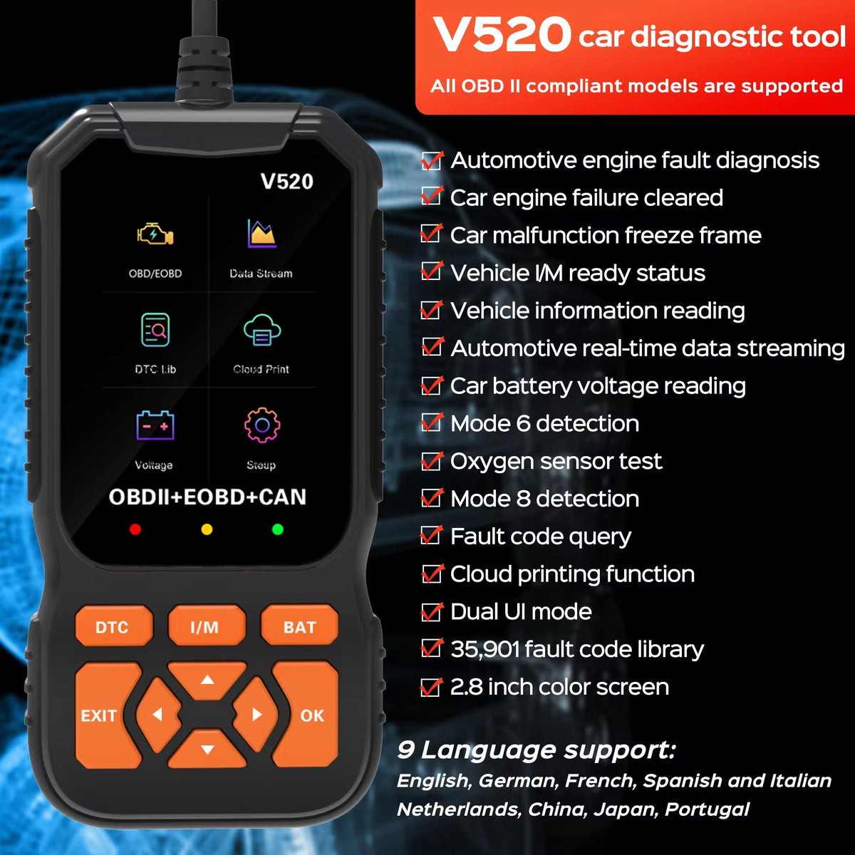Motorpert OBD2 Scanner Car Diagnostic Tool