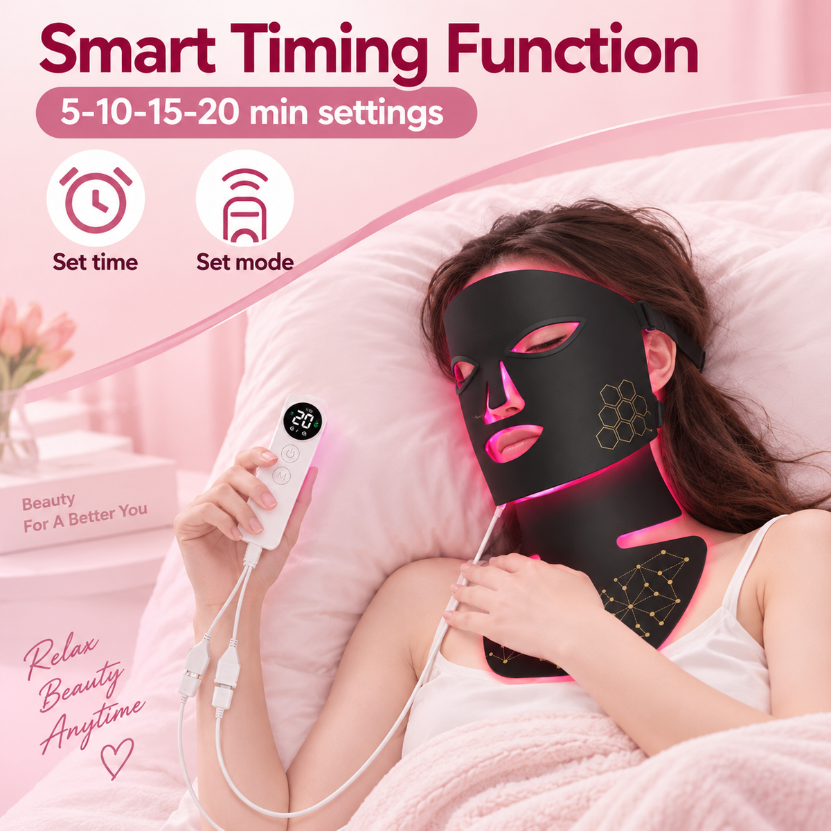 DuoTuluxy Cordless LED Face and Neck Mask | Light Therapy
