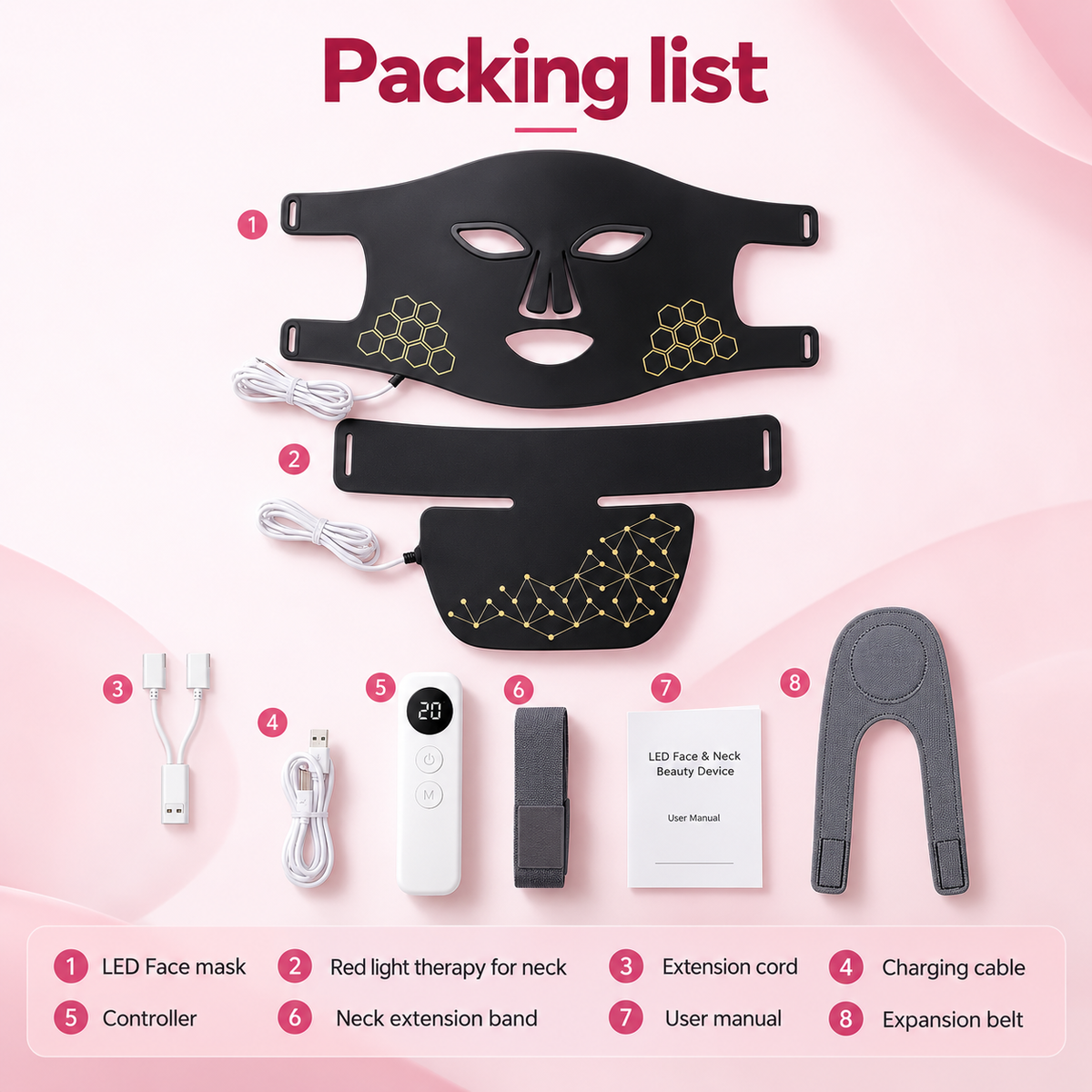 DuoTuluxy Cordless LED Face and Neck Mask | Light Therapy